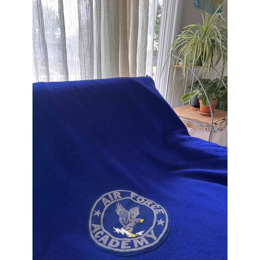 Vintage Pendleton Air Force Academy Blue Wool Blanket Throw USA Made 65x53